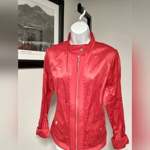 Laura Ashley American Glory Red Satin Jacket Size M